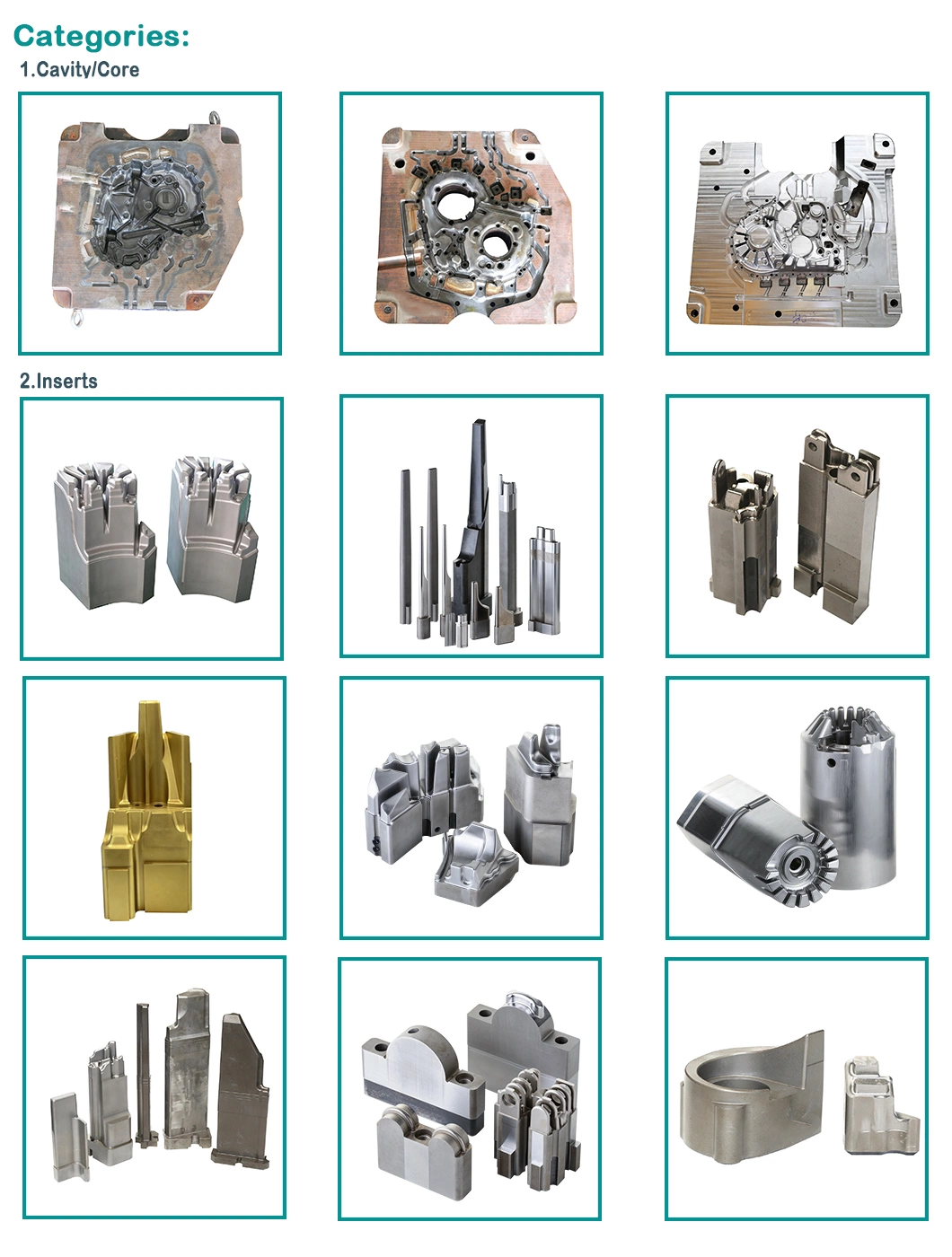 Die Casting Mould / Auto Parts/Motorbike Parts / Precision Mould Spare Part Moulding Components Core/Cavity/ Inserts/Jet Cooler OEM Custom Mold Parts CNC